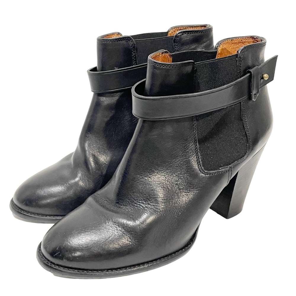 Madewell Size 7 Lonny‎ Leather Black Heeled Chelsea Ankle Boots Booties